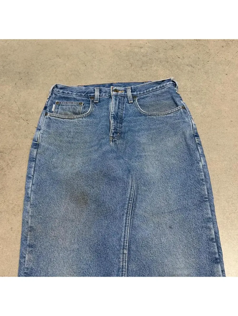 Carhartt B155 DST Jeans Mens 32x30 Fleece Lined Heavyweight Workwear Distressed